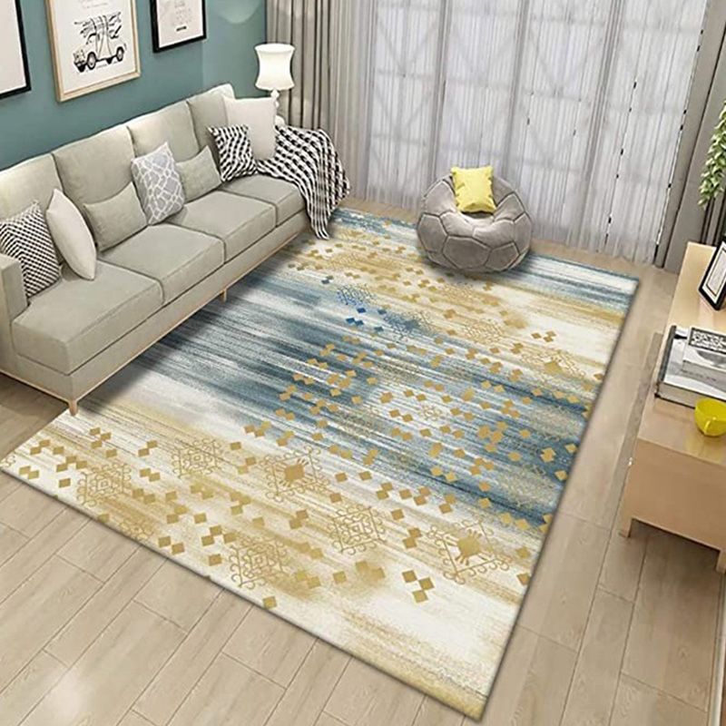 Gold Simple Rug Polyester Gold Wire Rug Non-Slip Backing Rug for Drawing Room
