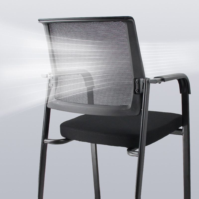 Contemporary No Wheels Chair Microfiber Conference Mid-Back Desk Chair