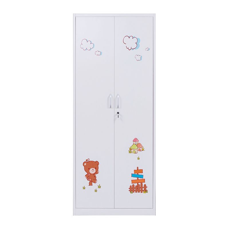 Contemporary Two Doors Wardrobe Armoire Steel Wardrobe Closet