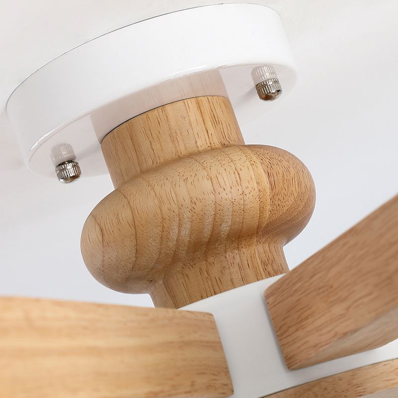 Cylinder Semi Flush Japanese Cream Glass Living Room Ceiling Mount Chandelier in Wood