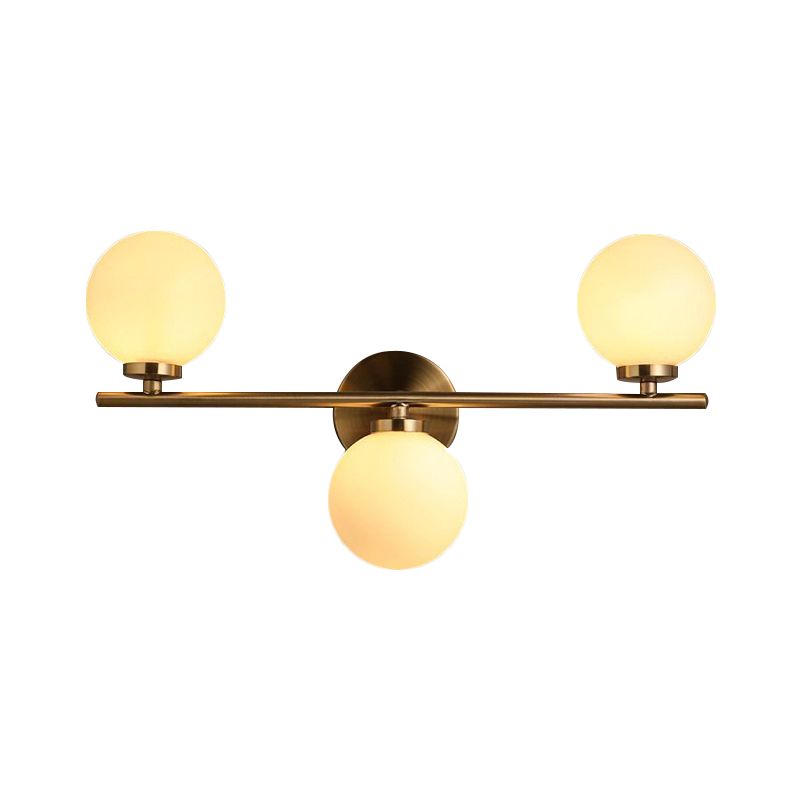 Gold Round Wall Sconce Modernist 3 Lights White Glass Led Flush Mount Wall Sconce with Linear Design