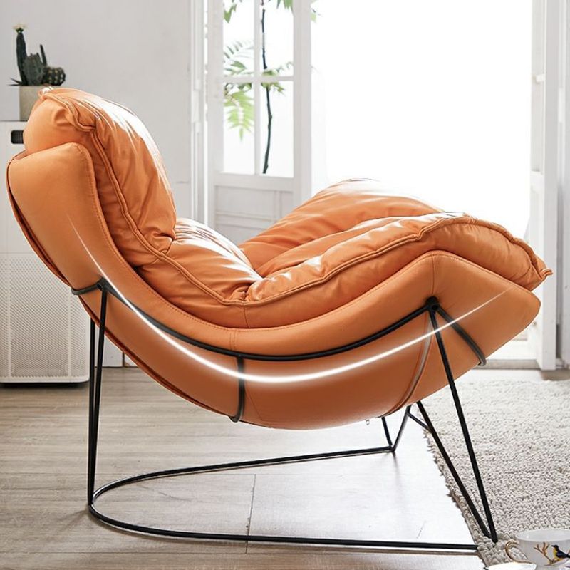 Balcony Recliner Lazy Rocking Chairs Fabric Soft Upholstered Sofa Chair