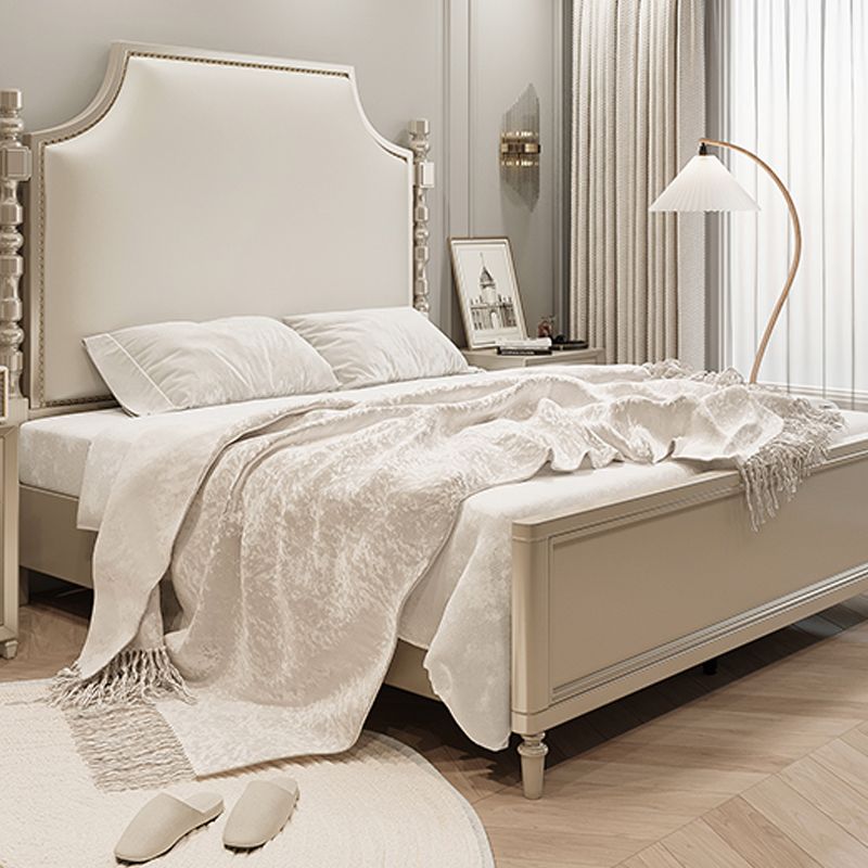 French Country Solid Wood Standard Bed Headboard Bed Frame with Legs