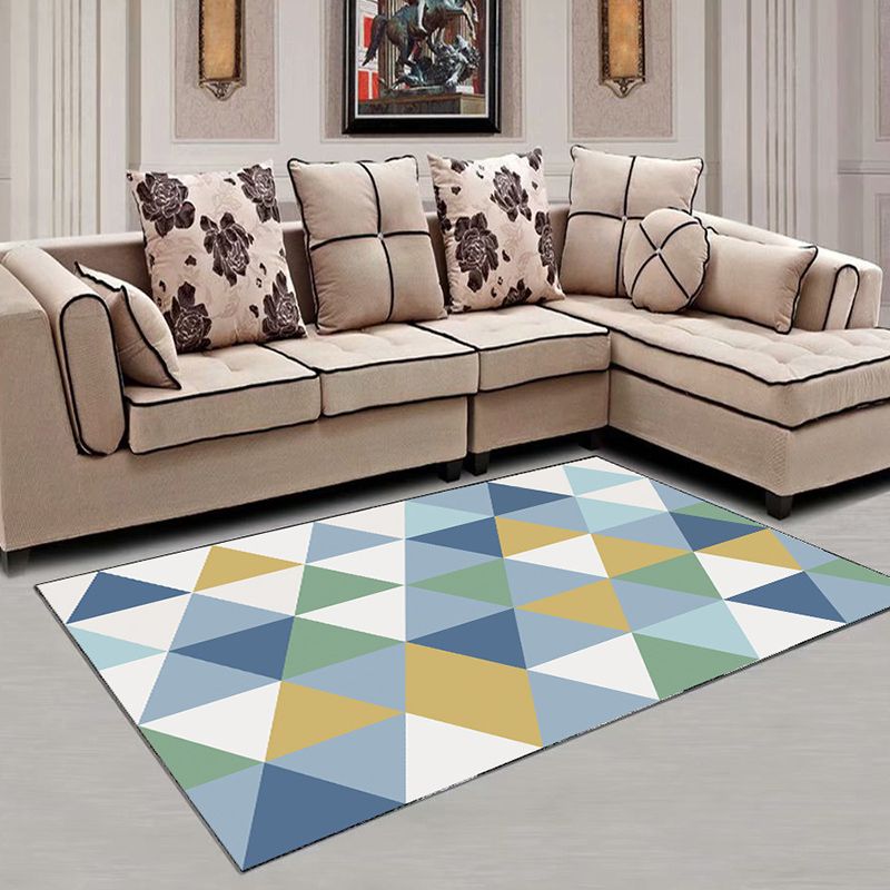 Decorative Multi Color Contemporary Rug Synthetics 3D Geometric Pattern Rug Washable Pet-Friendly Non-Slip Rug for Drawing Room