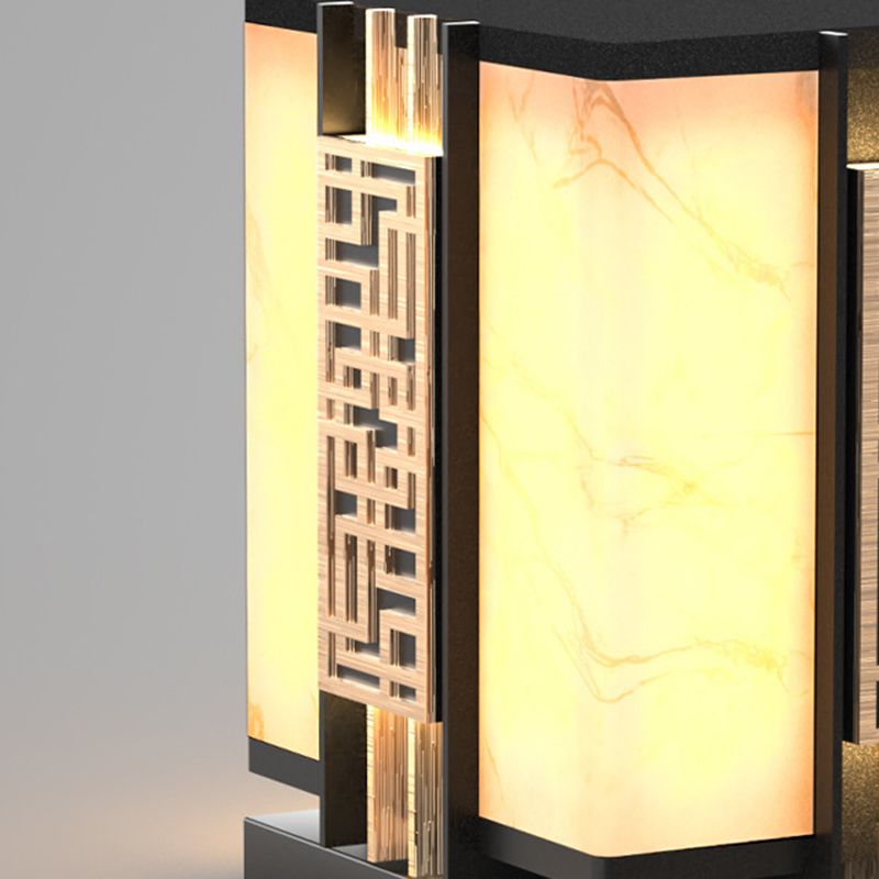Rectangle Shape Metal Waterproof Pillar Lamp Modern 1 Light Outdoor Light in Black