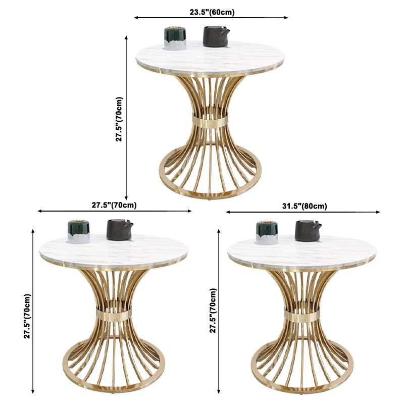 Pedestal Glam Style Dining Table Two-Color Fixed Table of Sintered Stone