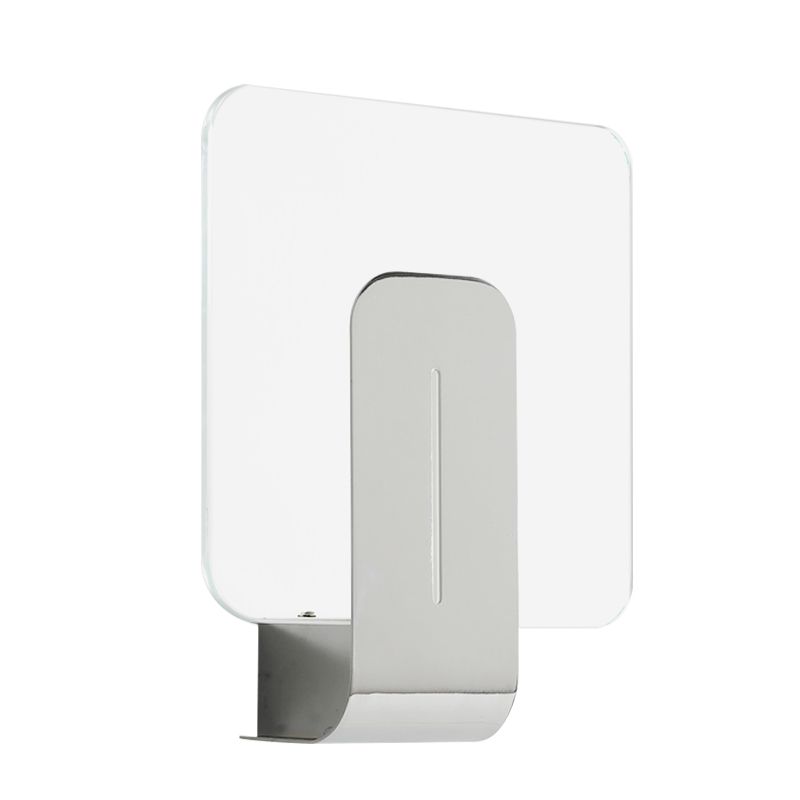 1 Head Bathroom Sconce Light Modern Silver Finish Wall Mounted Lamp with Square Panel Clear Glass Shade