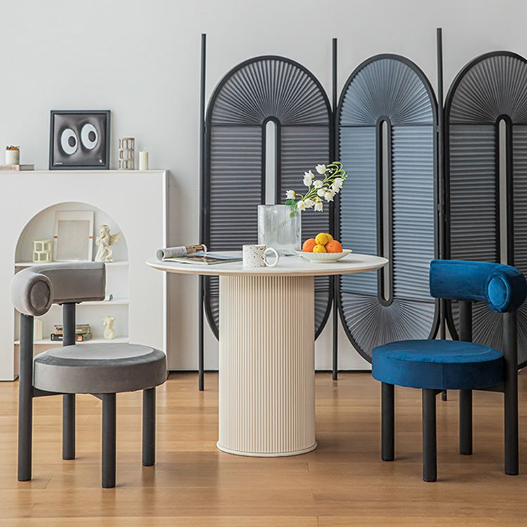 Silla de comedor de terciopelo contemporáneo, silla sin brazos de comedor de metal para uso en restaurantes