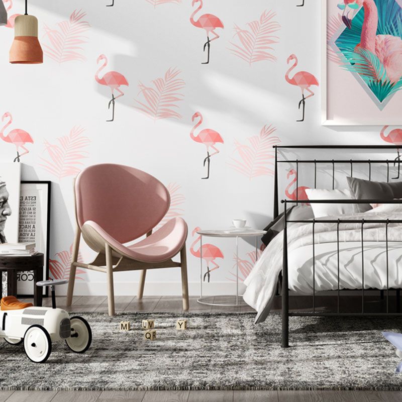 Decorative Flamingo Wallpaper Non-Woven Fabric Modernism Wall Covering for Children's Bedroom