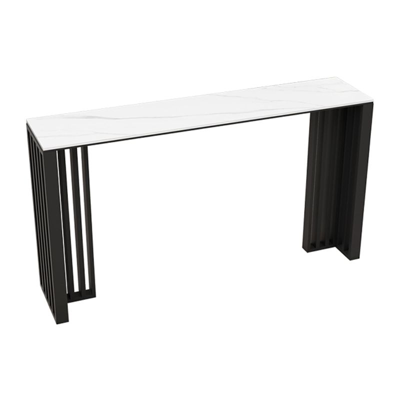 Rectangle Living Room Patio Bar Table Double pedestal White Marble Counter Table