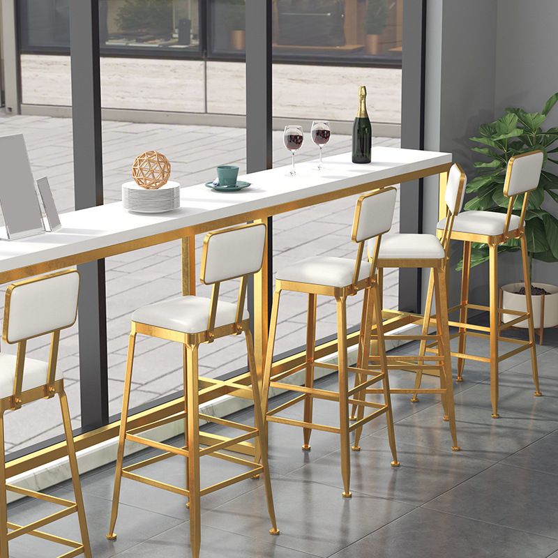 Rectangular Bar-height Table Wood Top Pub Table with Gold Base