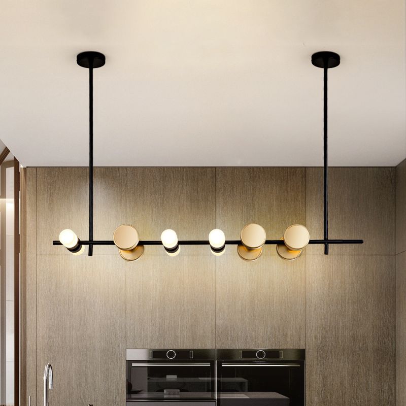 Cuisine linéaire plafonnier s'arranger 6 lumières lustre de pendentif contemporain en noir