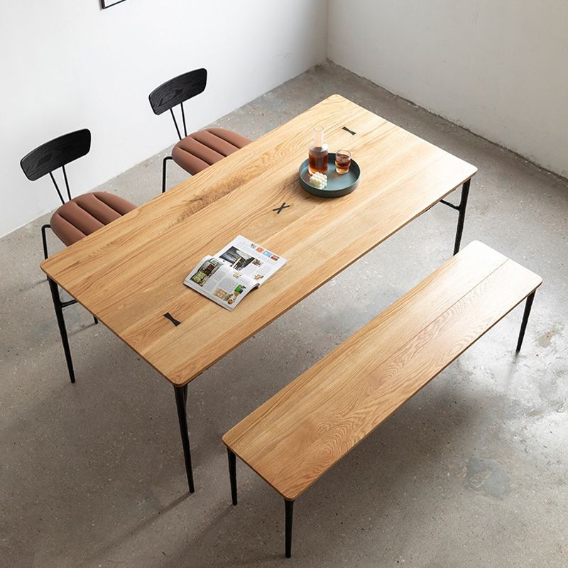 Modern Wood Rectangle Dining Table with 4 Legs Table for Dining Room