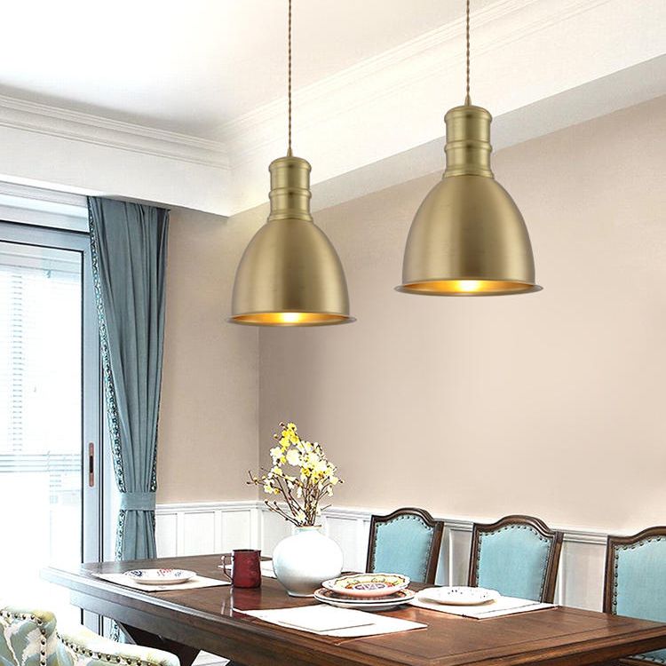 Minimalistische hangende hanglamp messing messing gearceerde hangerverlichting met metalen schaduw