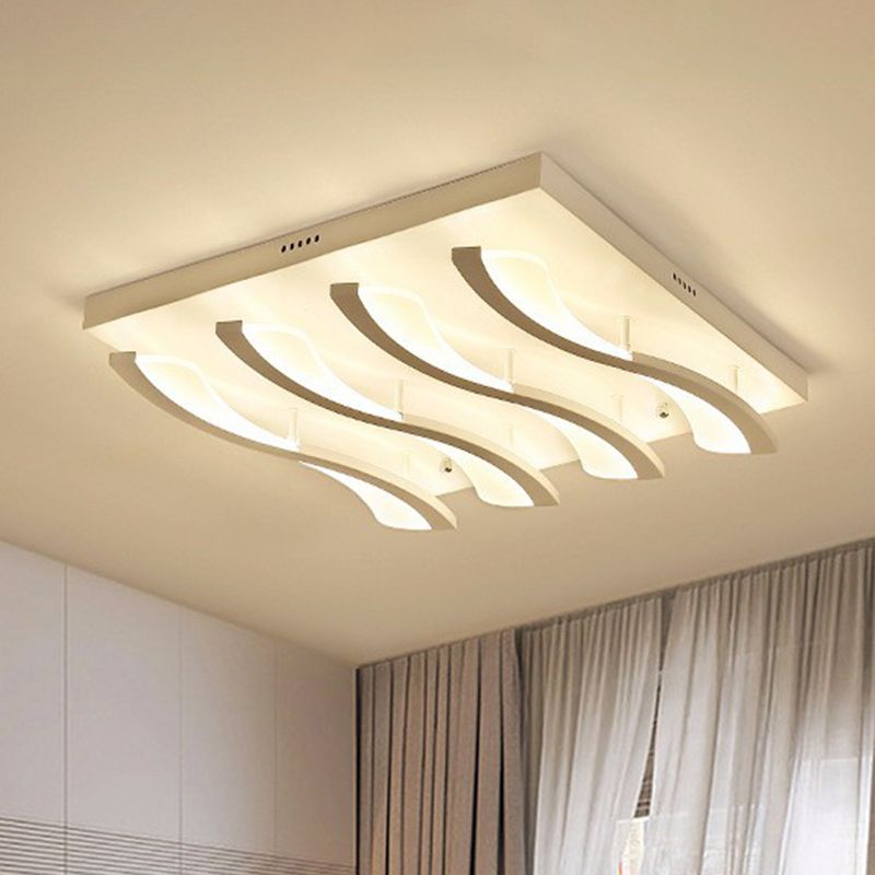 Acrylic Wavy LED Semi Flush Mount Nordic Style White Ceiling Mounted Light for Living Room