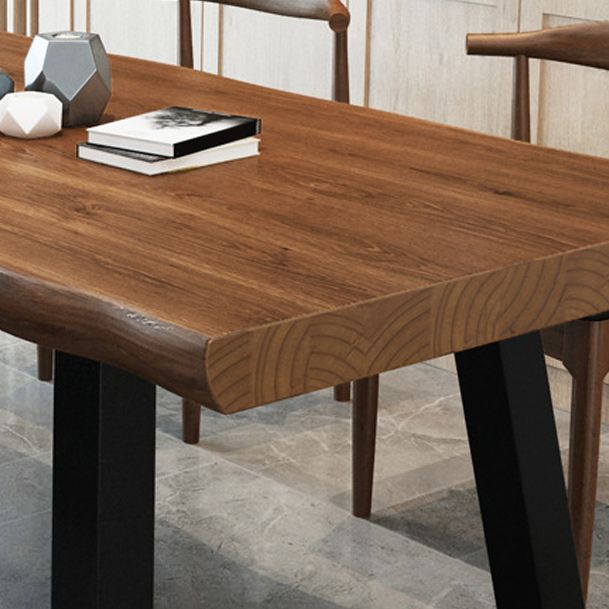 Pine Wood Top Dining Table Industrial Rectangle Table with Sled Base