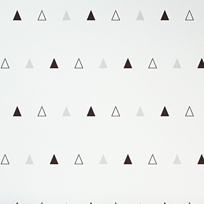 Bedroom and Coffee Shop Wallpaper with Black and White House and Triangle Design, 23.5-inch x 33-foot