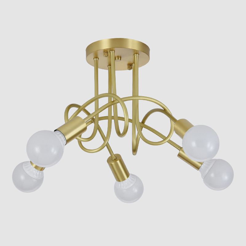 Postmodern Style Gold Chandelier Metal Pendant Lighting Fixtures for Bedroom