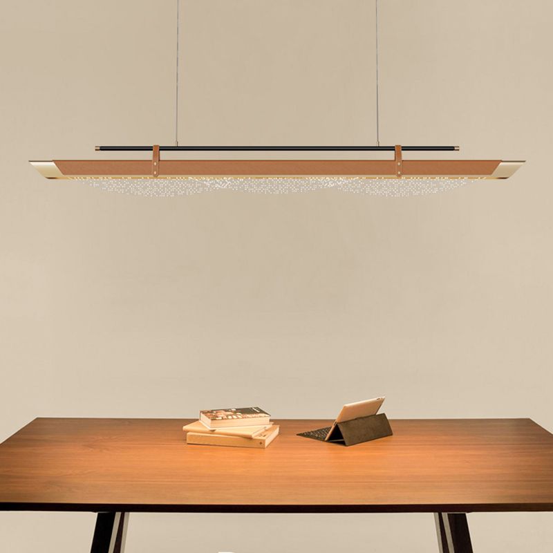 Leather LED Island Light Fixture Ultra-Modern Hanging Light for Dining Room