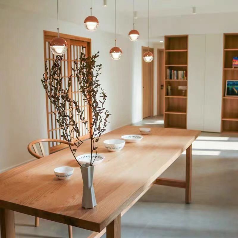 Rectangle Wooden Dining Table for Restaurant Modern Pine Table with Trestle Base