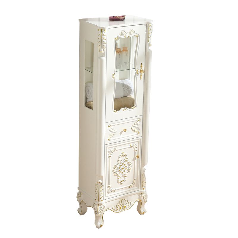 Modern Standard Accent Cabinet White Solid Wood Cabinet with Doors