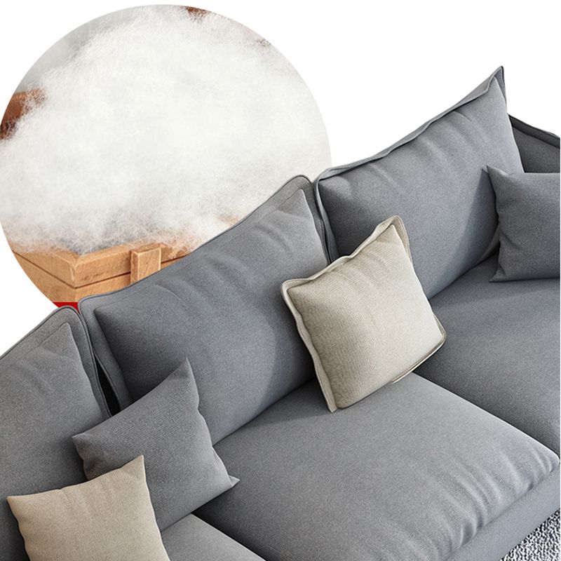 Living Room Gray Stationary Sofa Recessed Arm Standard Cushions Couch