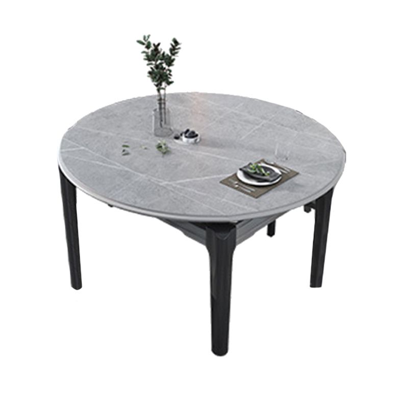 Contemporary Dining Round Table Sintered Stone Table with Wood Legs for Home