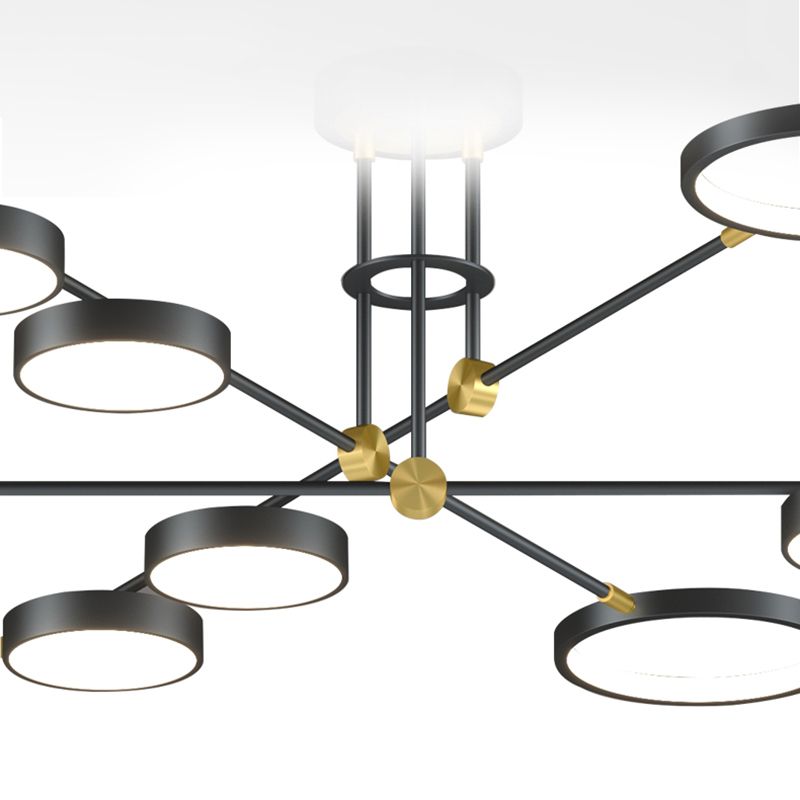 Araña LED moderna anillos múltiples luces de techo colgantes araña de metal orbe de metal
