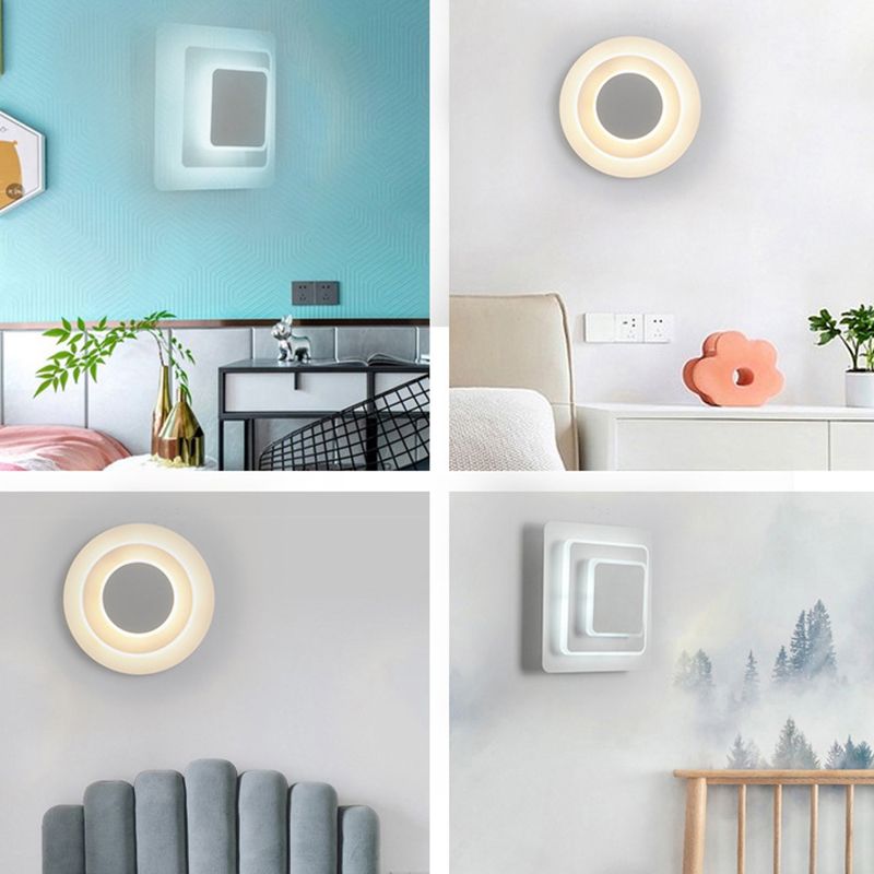 2 Lights LED Wall Mount Light Modern Simple Wall Light with Acrylic Shade for Living Room