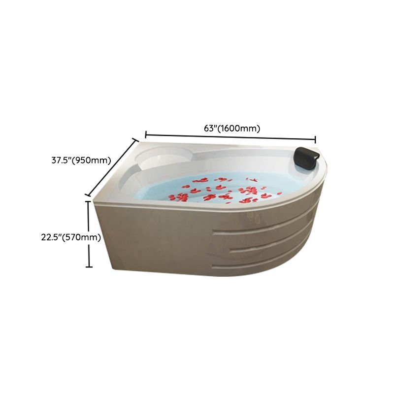 Back to Wall Bath Corner Acrylic Soaking White Modern Bathtub