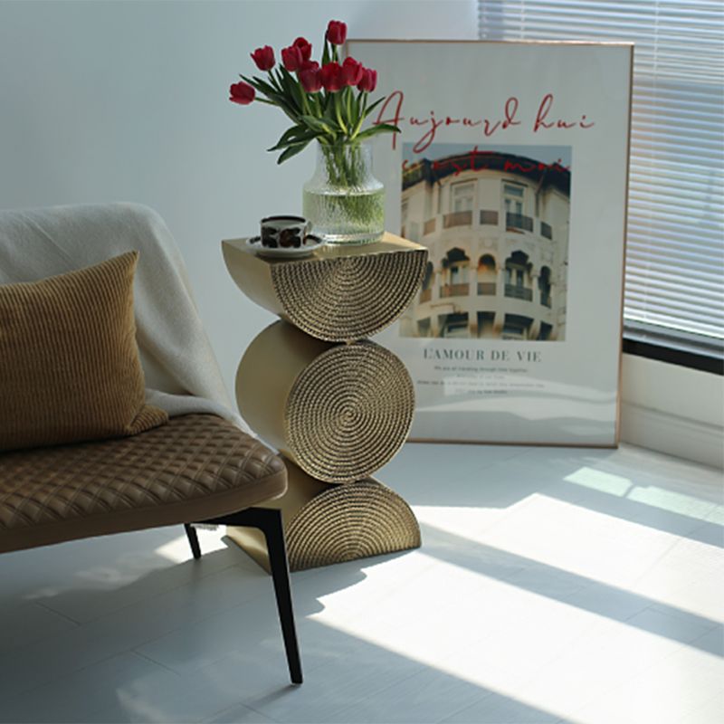 Unique Shape Side End Table Rustic Style 13.8" W x 9.8" D x 26" H in Brown
