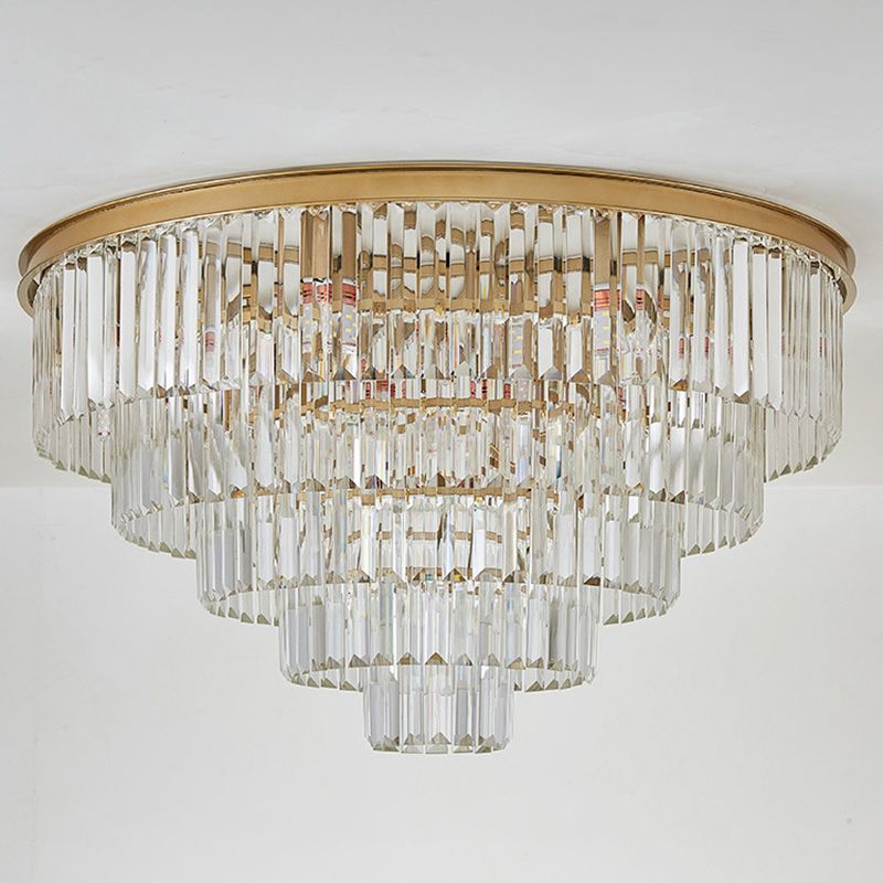 Conical Metal LED Ceiling Light in Modern Luxury Style Crystal Flush Mount for Dining Room