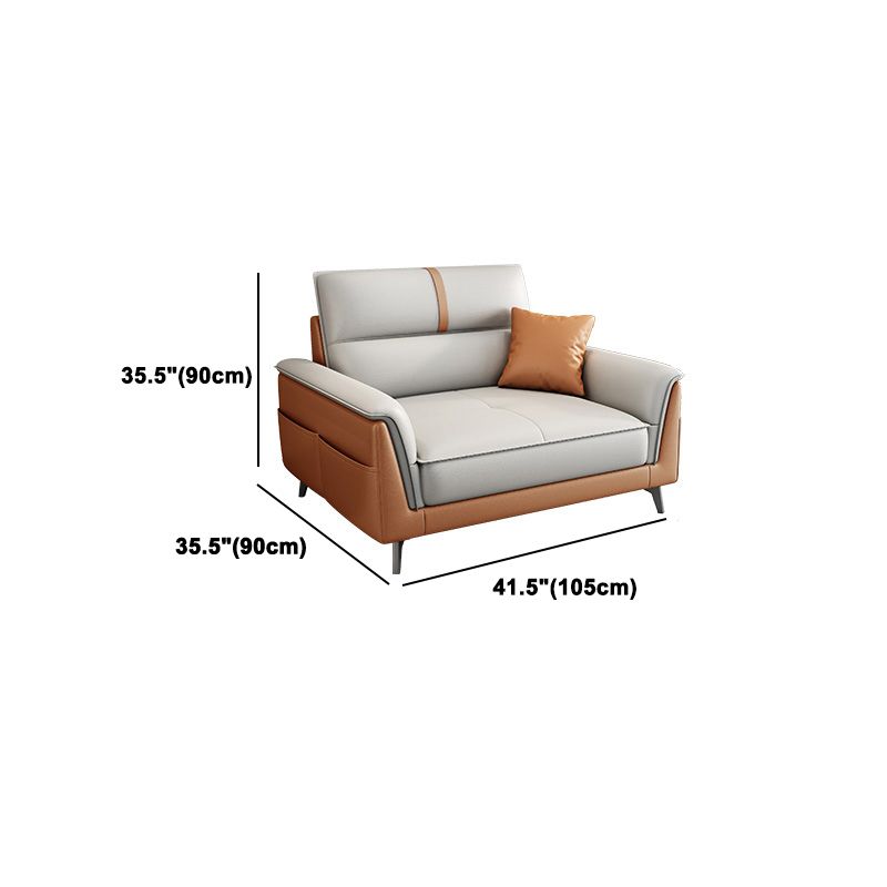 Slipcovered Stationary Stain Resistant Faux Leather Square Arm Sofa