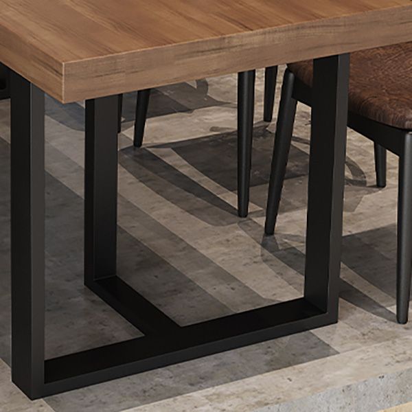 Industrial Dining Room Table Rectangle Solid Wood Dinette Table in Brown