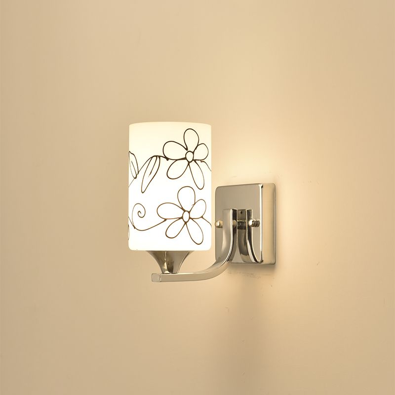 Round Disc Shade Wall Lighting Modern Simple Style Glass 1 Light Sconce Light in Gold