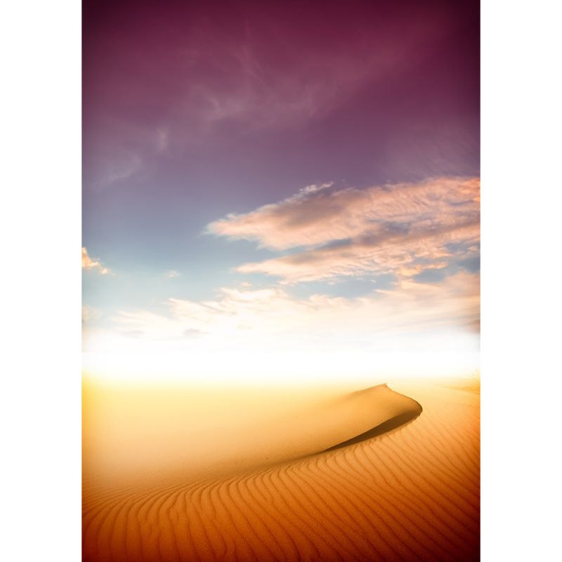 Desert and Sky View Mural Modern Non-Woven Material Wall Art in Yellow for Dining Room