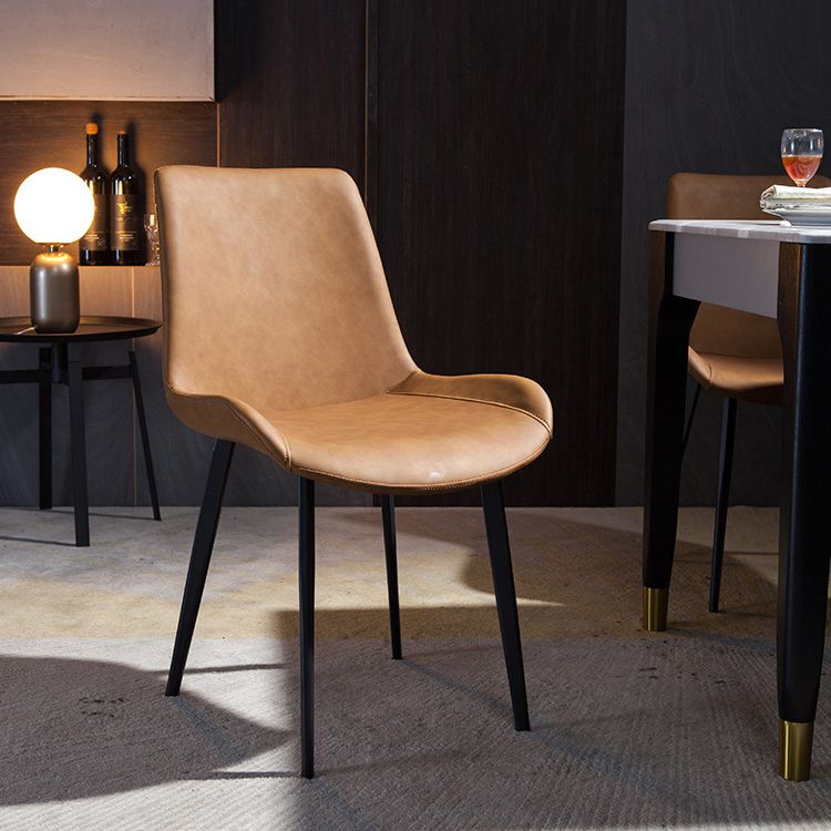 Sillas de comedor de estilo moderno Silla lateral sin brazos de comedor de metal para cocina