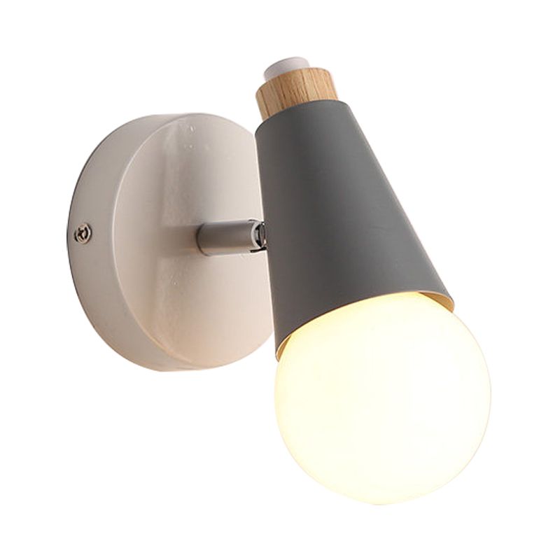 Rotatable Macaron Sweet Cone Wall Sconce 1 Head Metal Wall Light for Kid Bedroom