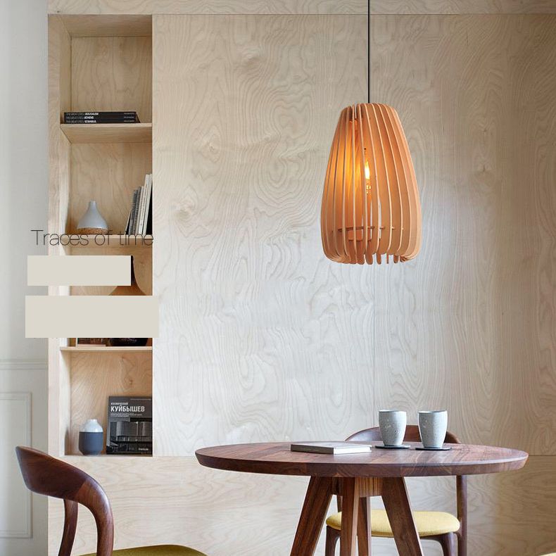Lampada a sospensione a pendente a legna la luce del soffitto a 1 luce contemporanea per sala da pranzo
