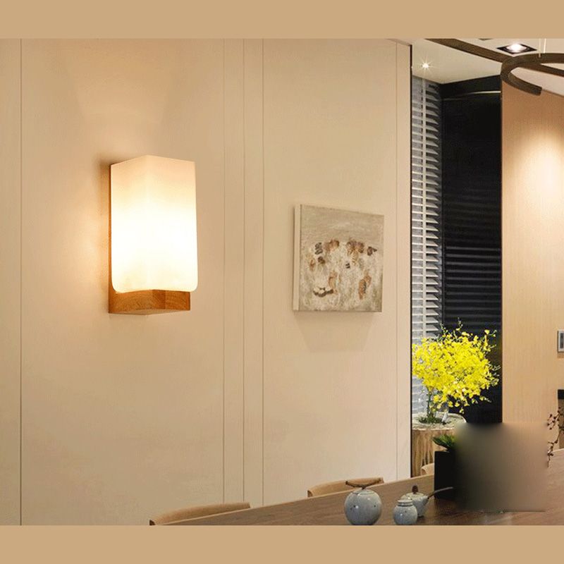 Luci di applique da parete di semplicità contemporanea con arte in legno per camera da letto