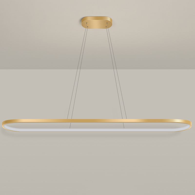 Nordic Light Luxury Simple Contemporary Style LED Island Chandelier Light in Gold for Dining Room