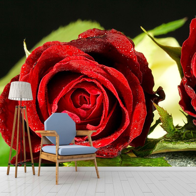 Customized Moisture Resistant Mural Wallpaper Decal Roses Blooming Wall Decor
