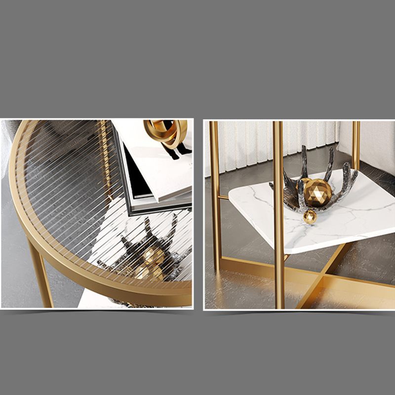 Modern Glass Round Side End Table Cross Legs Sofa Corner Table