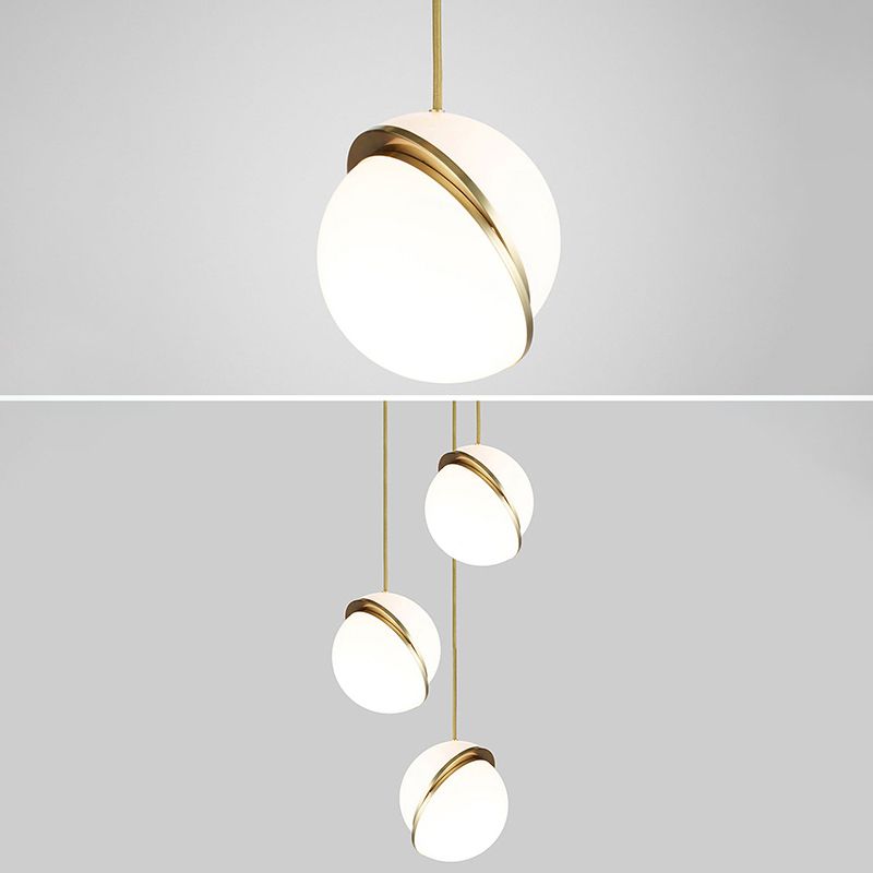 Oro 1 luce a sospensione leggera moderna sferica sferica ombra appesa lampada per camera da letto