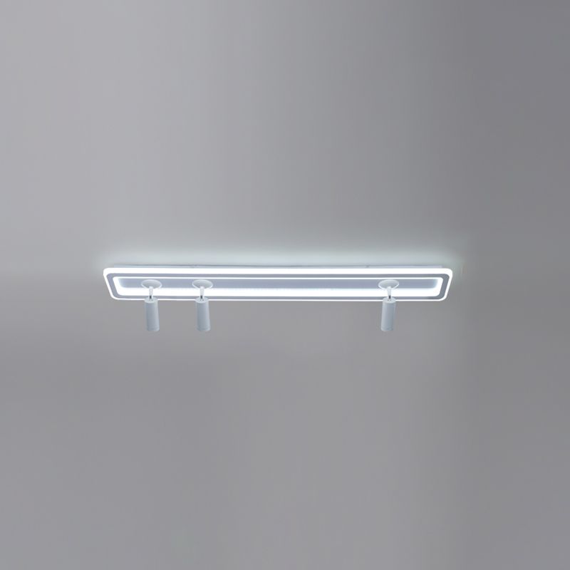 Metal Square Shade Flush Ceiling Light Modern Multi Lights Flush Mount Fixture in White