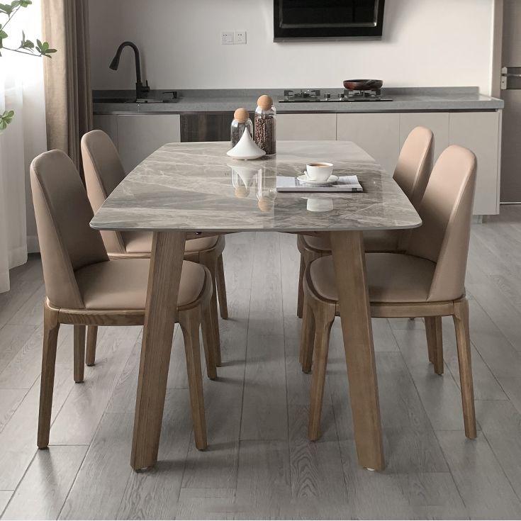 Rectangle 4 Legs Minimalist Table Three-Color Fixed Table of Sintered Stone