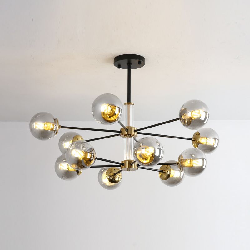 Nordic Globe Chandelier Clear Glass Multi Light Hanging Light for Bedroom