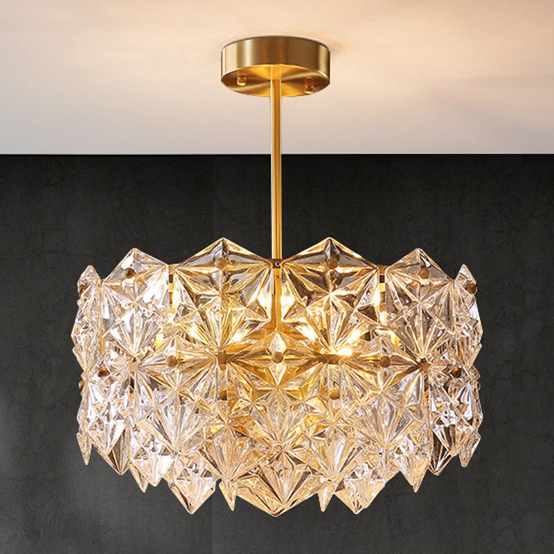 Snowflake Chandelier Light Fixture Vintage Clear Glass Pendant Lighting for Restaurant