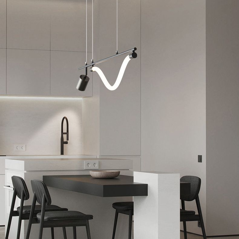 Modern 2-Light Black Kitchen Island Lighting LED Island Pendant Lighting