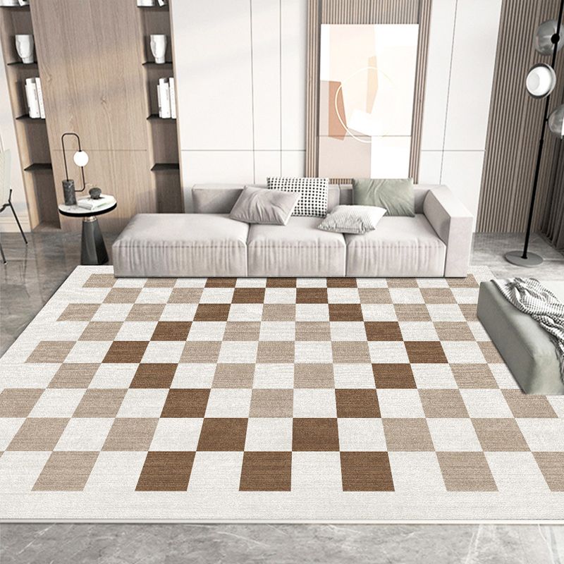 Stylish Modern Area Carpet Plaid Pattern Polyester Area Carpet Anti-Slip Area Rug for Home Decor